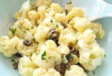 Cauliflower salad roasted cold combines sweet red