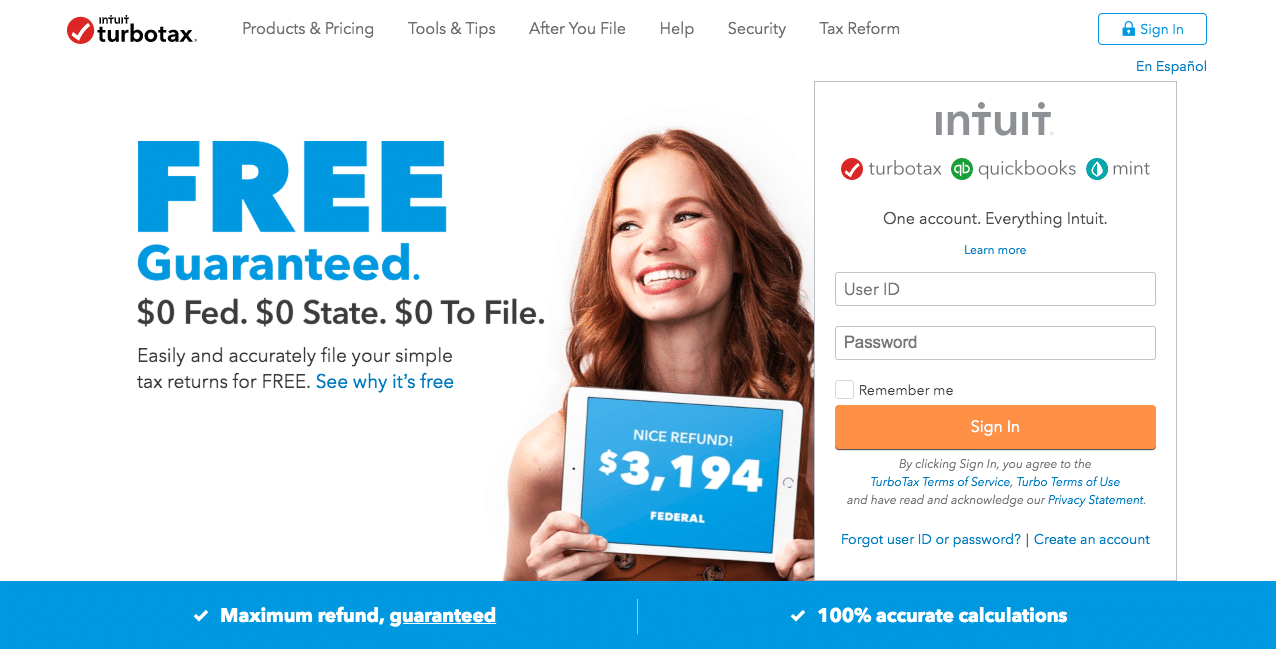 Intuit turbotax free federal regulations