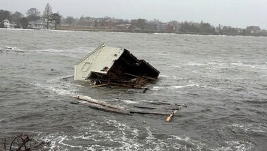 Maine fishing shacks tide storms