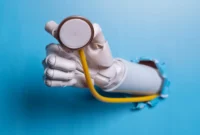 Artificial Intelligence in Medicine Robotic Arm with Medical Stethoscope